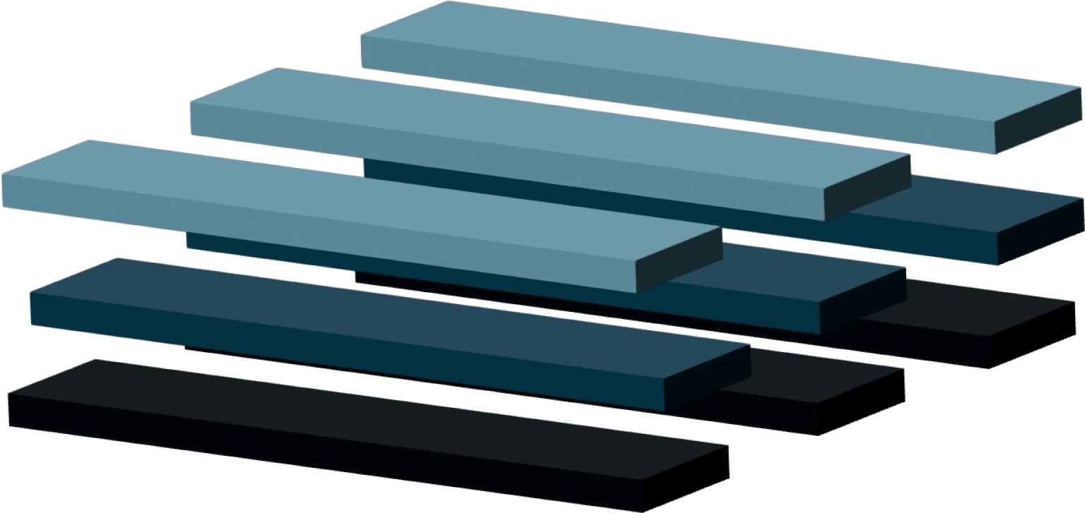 Bloques 3D en gradiente azul